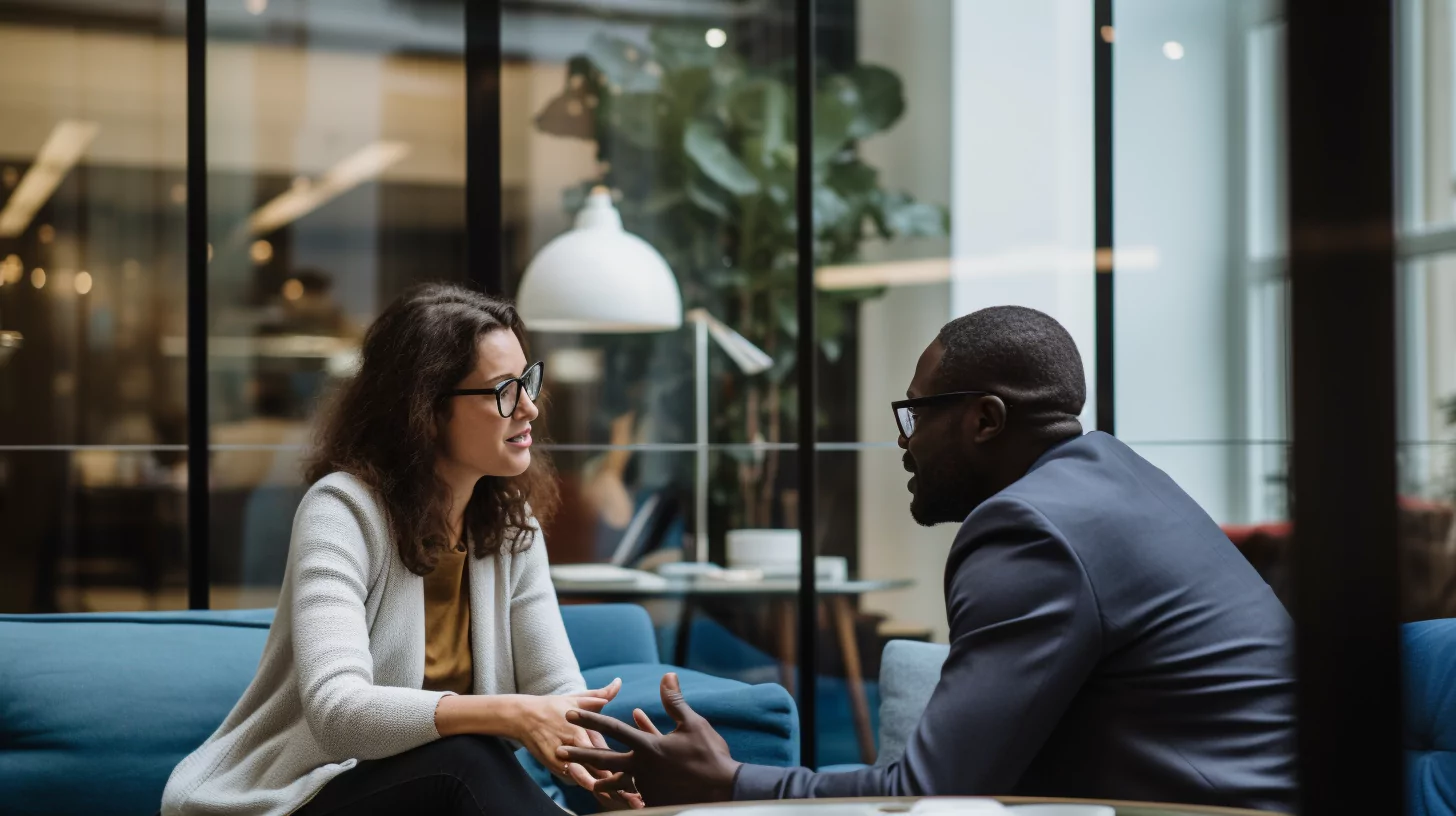 Man and woman in a coaching session