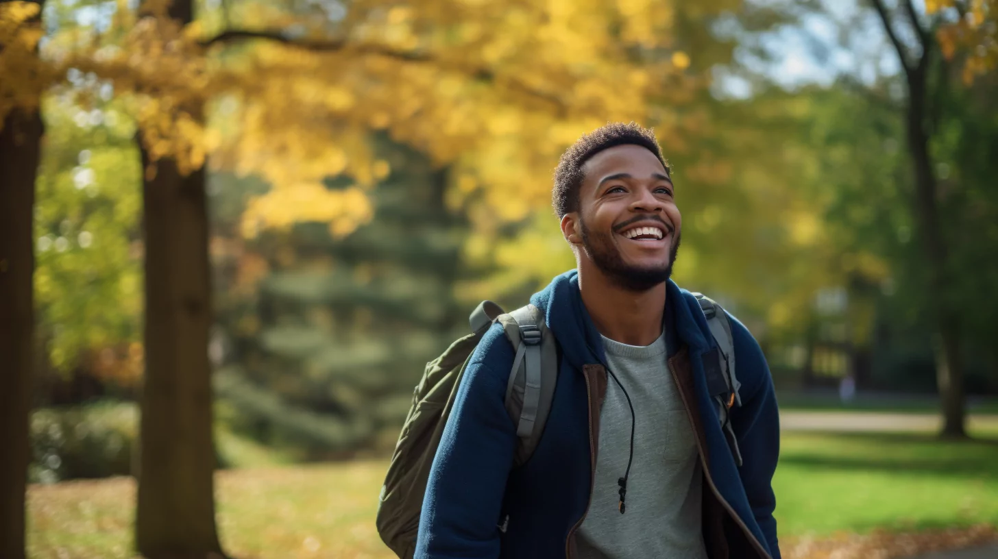 Young man finding inspiration during a walk in nature