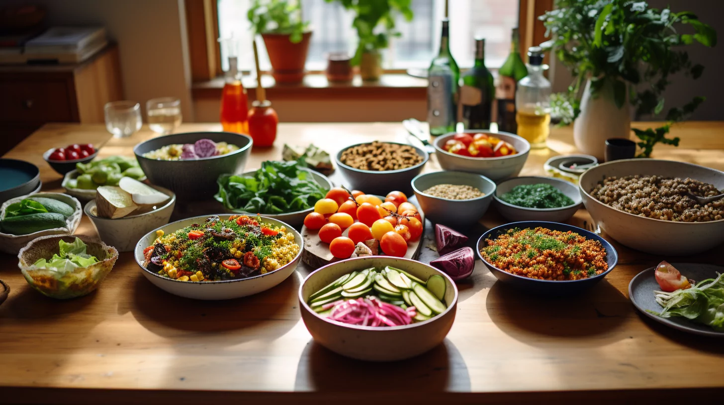 A table full of healthy food for an ectomorph diet