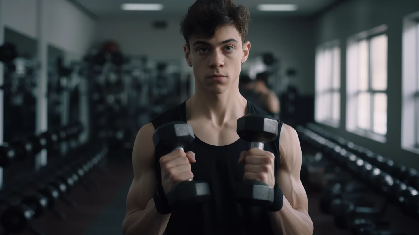 A man doing an ectormoph workout in a gym