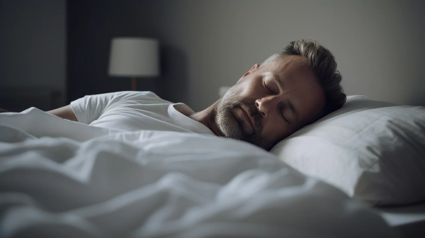 A man sleeping peacefully in a comfortable bed