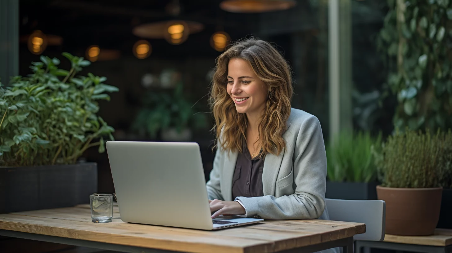 Woman using AI in coaching on her laptop