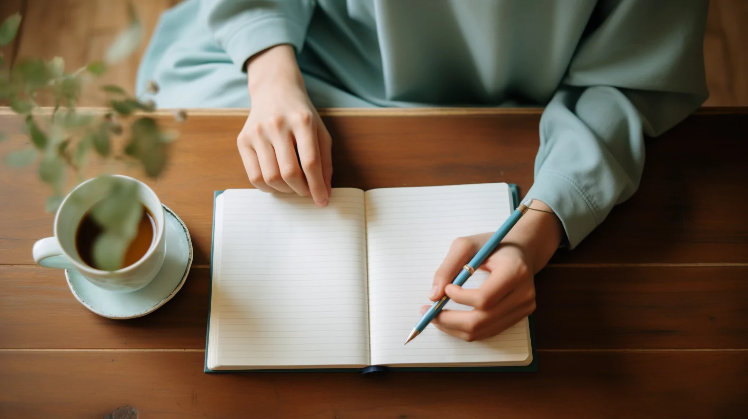 A woman writing in a notebook