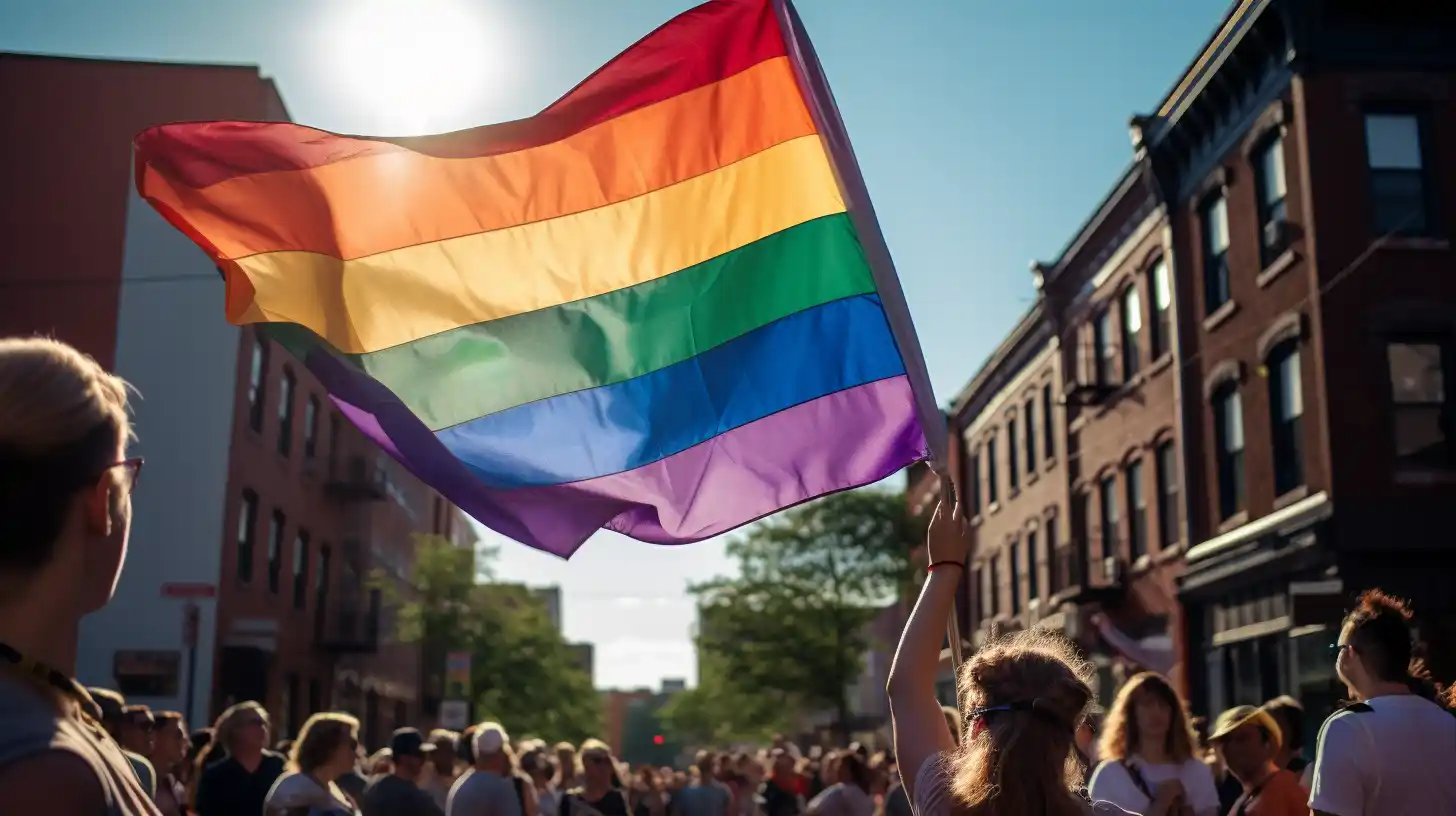 A rainbow flat at a parade