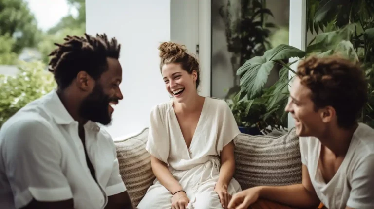 People in an ethical-non-monogamy relationship laughing together