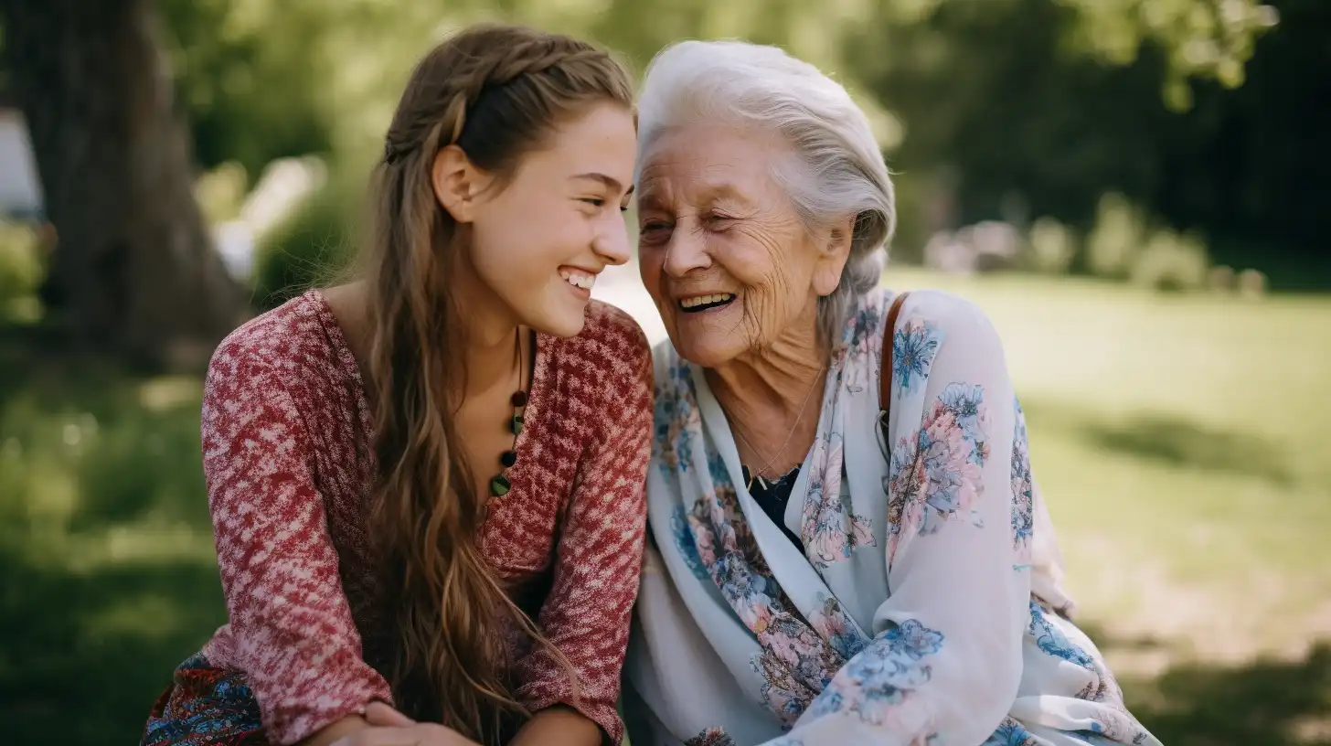 Grandmother and granddaughter hugging