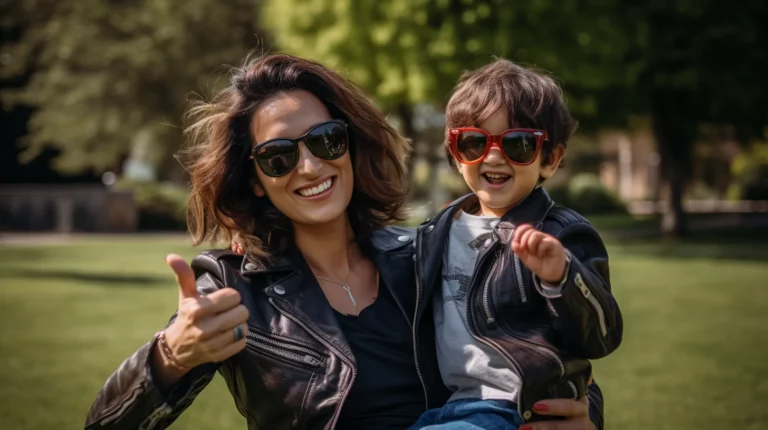 A mother and her son in a park