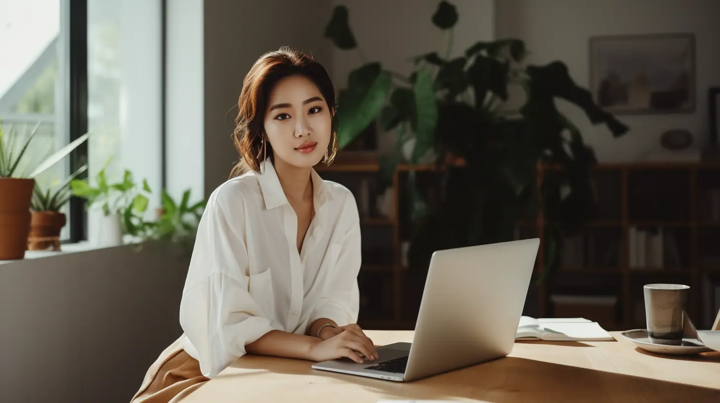 A woman sitting in front of her laptop and writing her career goals