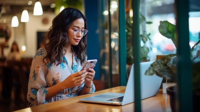 A woman on her phone