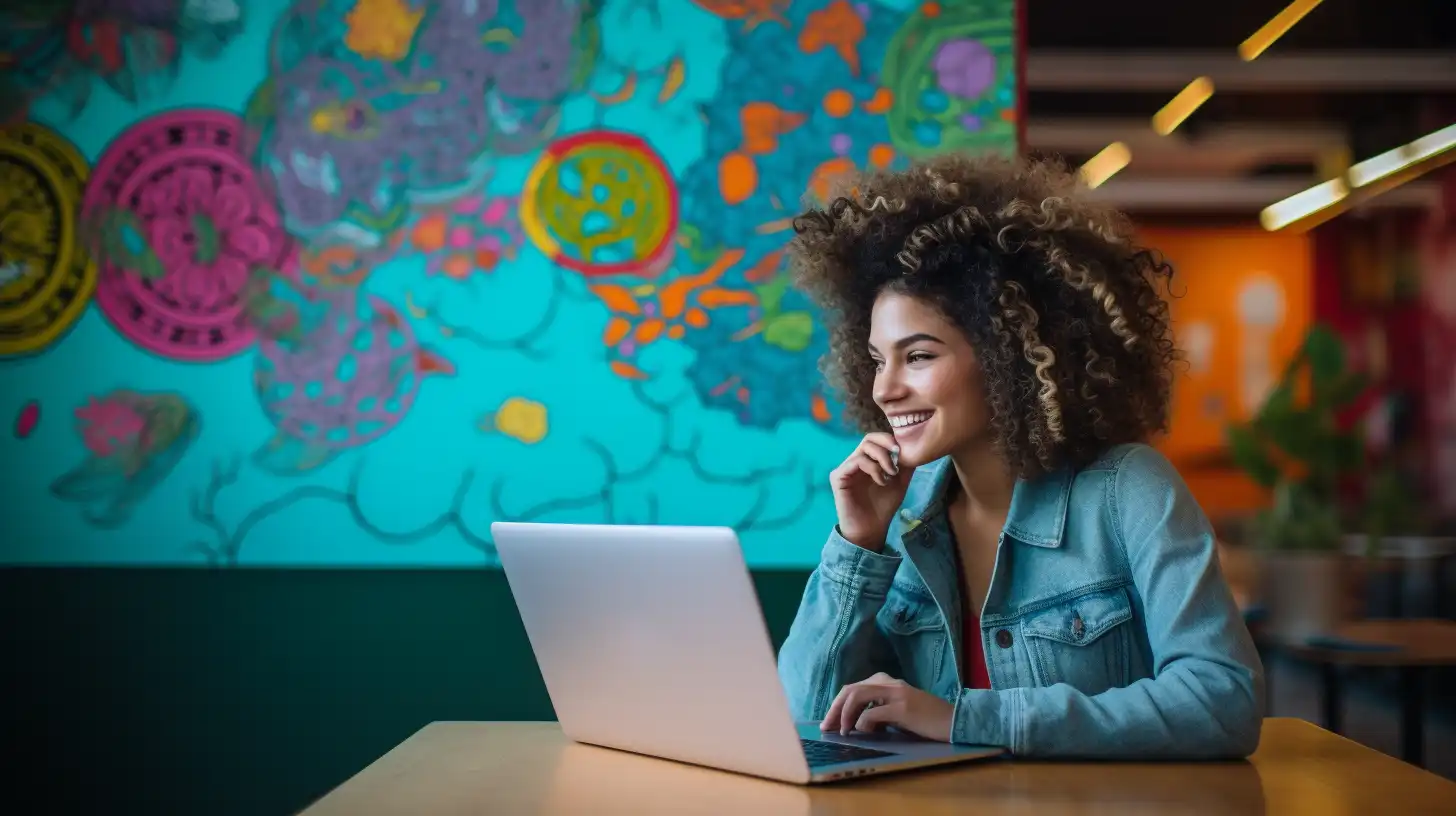 A woman working on her laptop