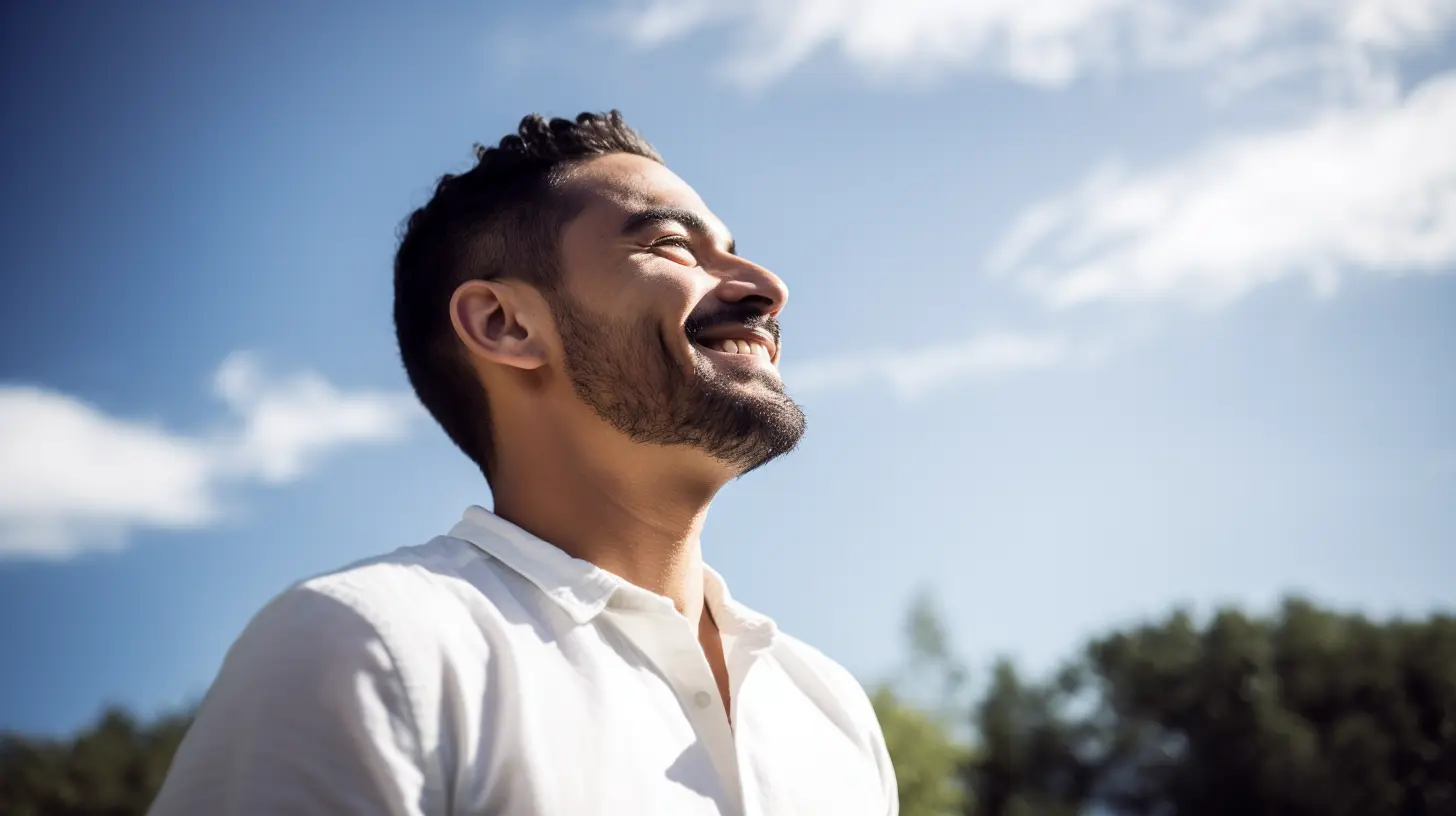 A man looking up to the sky