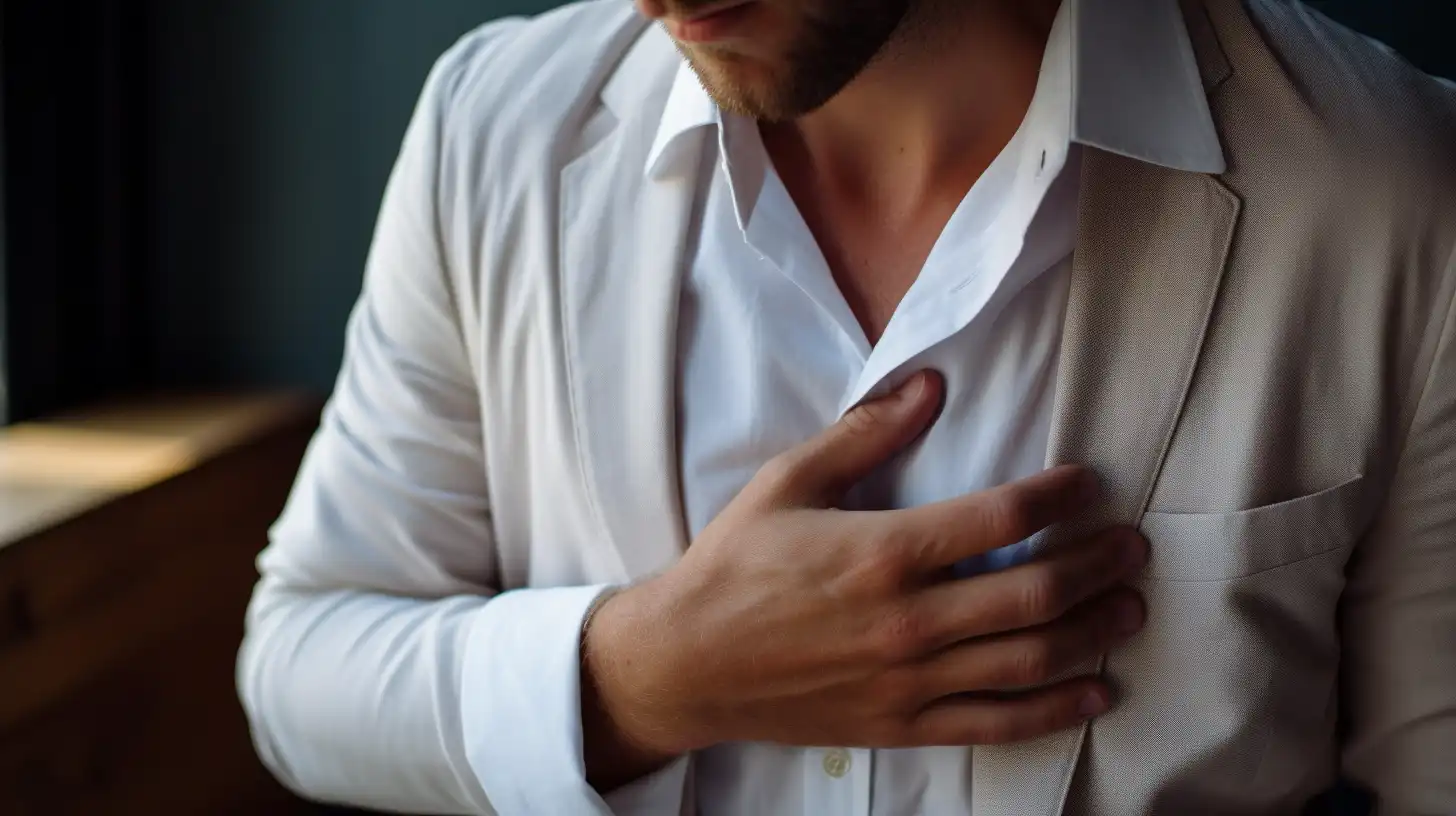 A man with his hand on his chest, using intuition training