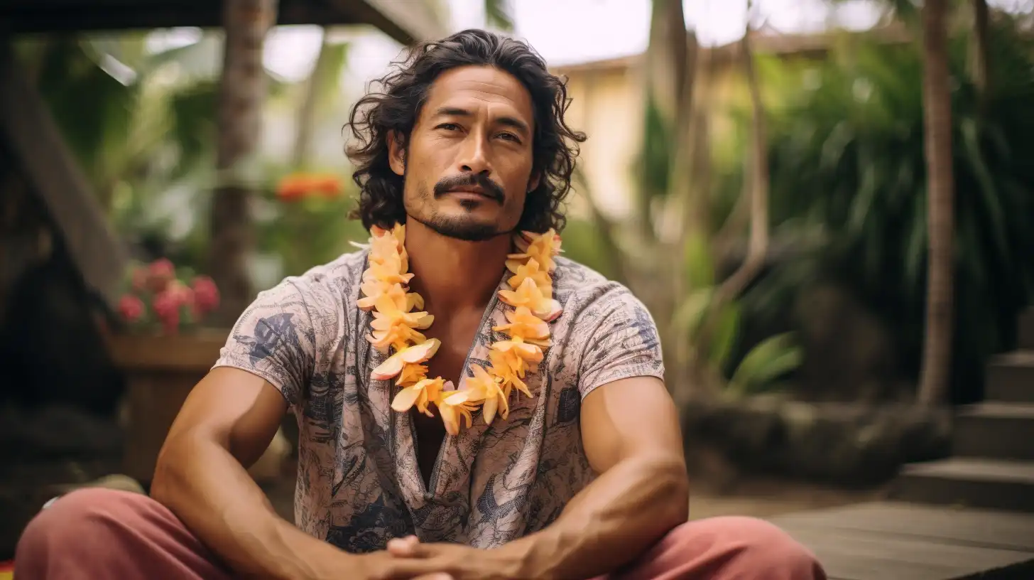 A man wearing a lei