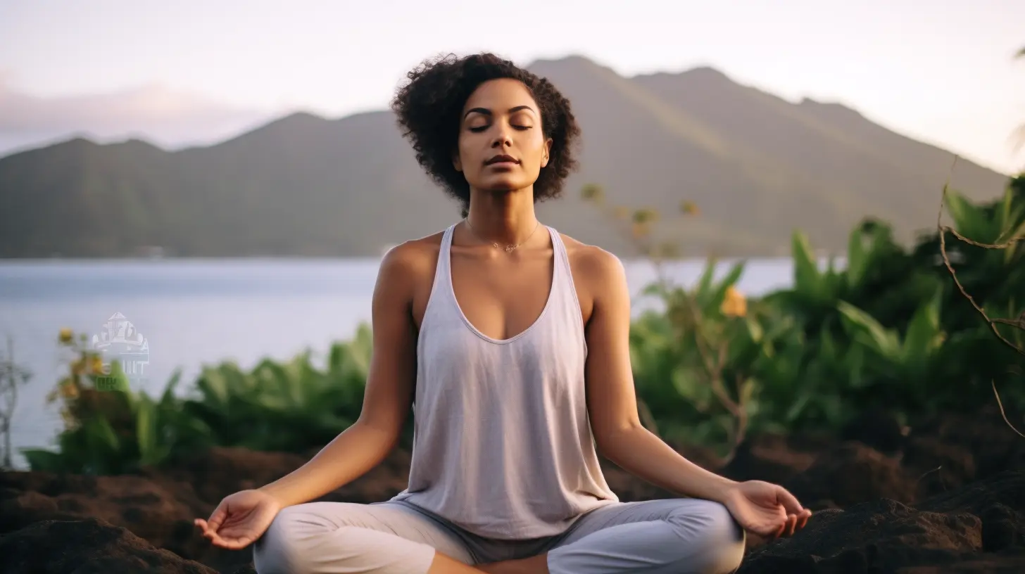 A woman meditating outdoors