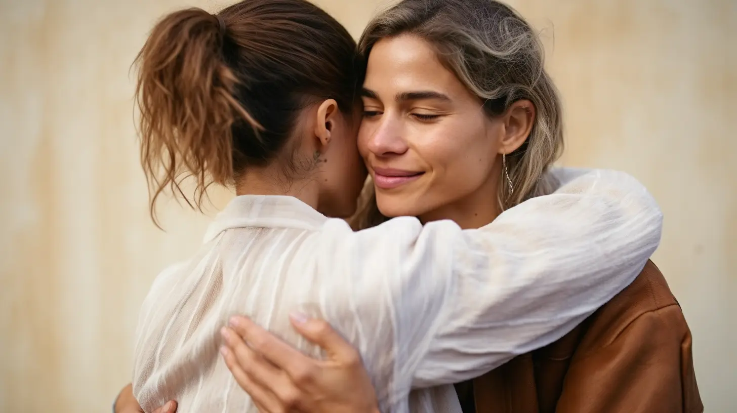 Two woman hugging