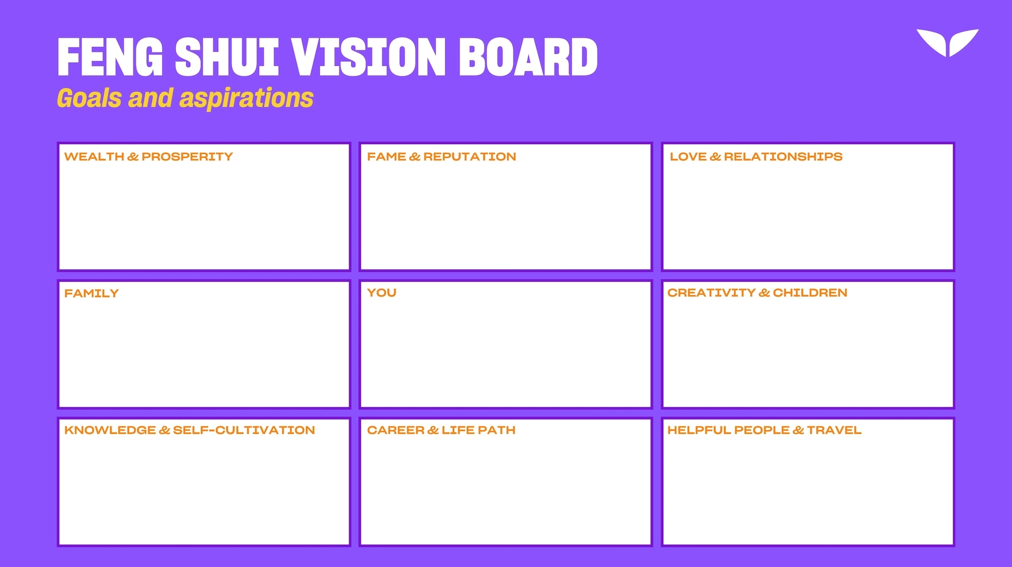 Feng shui vision board template