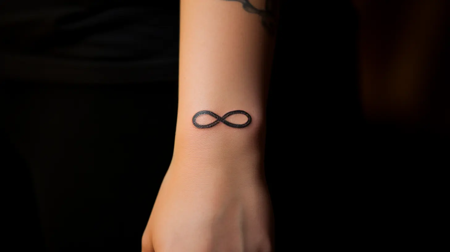 Infinity symbol tattoo on human wrist