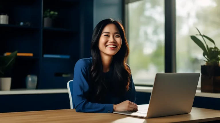 Woman smiling in an office