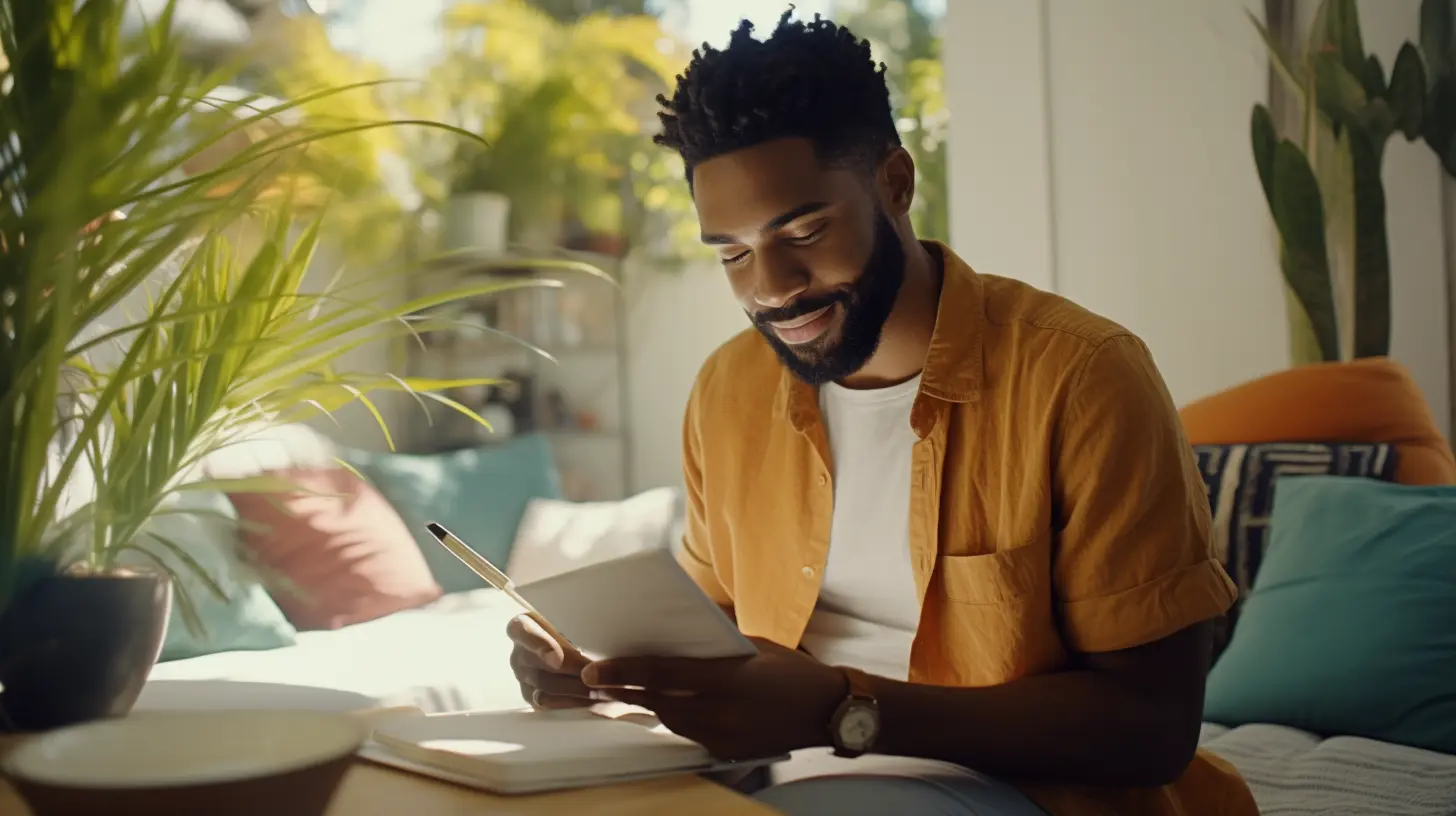 A man reading his manifestation journal