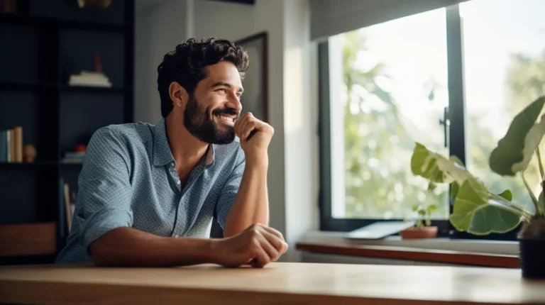 A man looking out the window