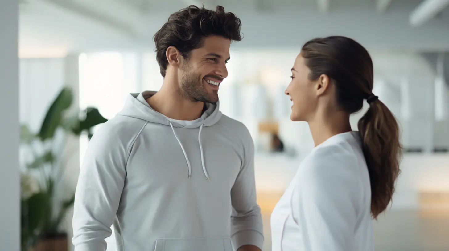 A man smiles at a woman in happiness