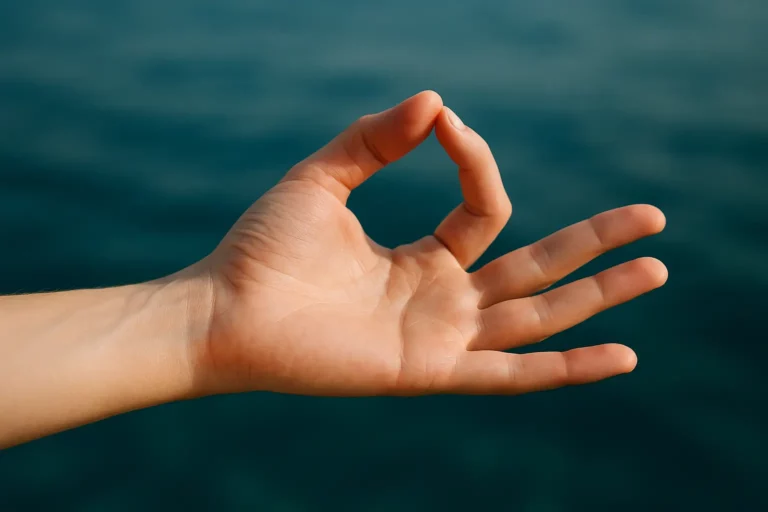A hand in the gyan mudra position