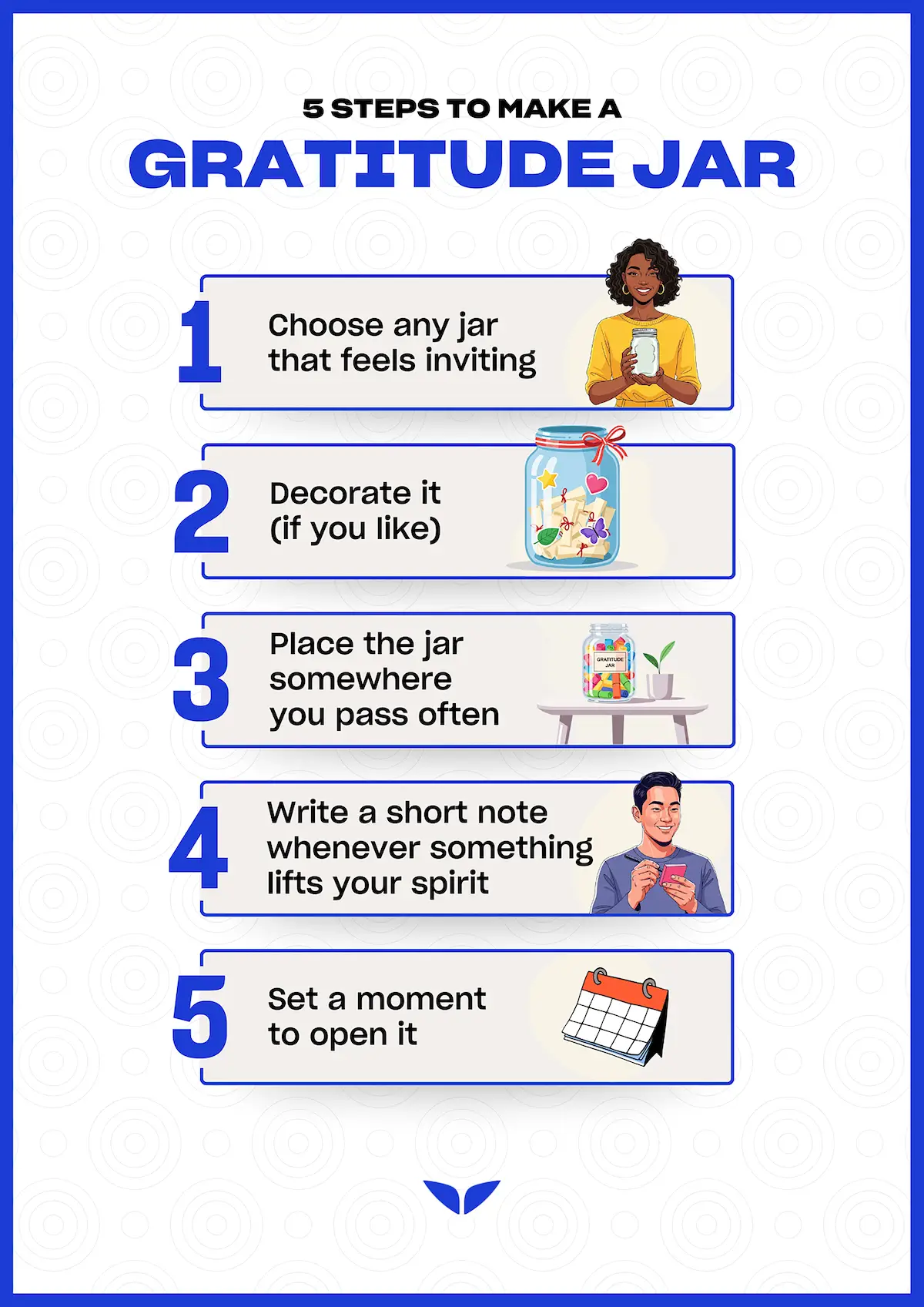 5 steps to make a gratitude jar