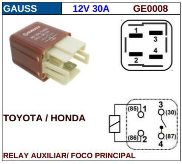 Rele Compatible  Toyota 12 Volt 30 Amper 4 Pines