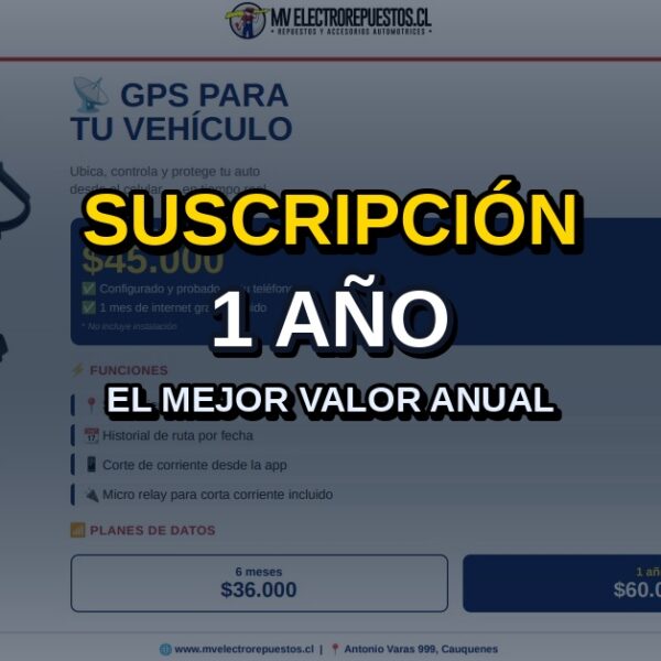 Suscripción sim para gps por 12 meses