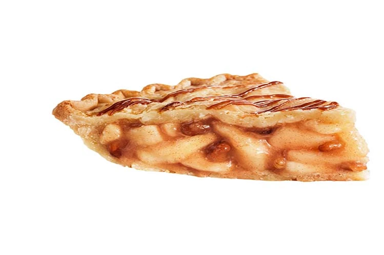 Deep-dish caramel apple walnut pie with a flaky double crust, crisp apples and walnuts.