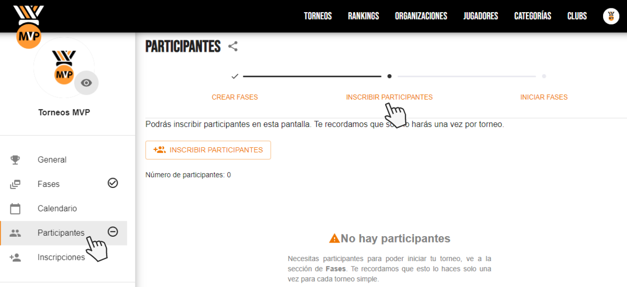 Inscribir participantes