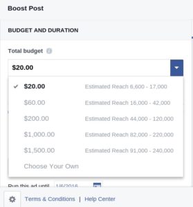 Boost Facebook Post - Budget