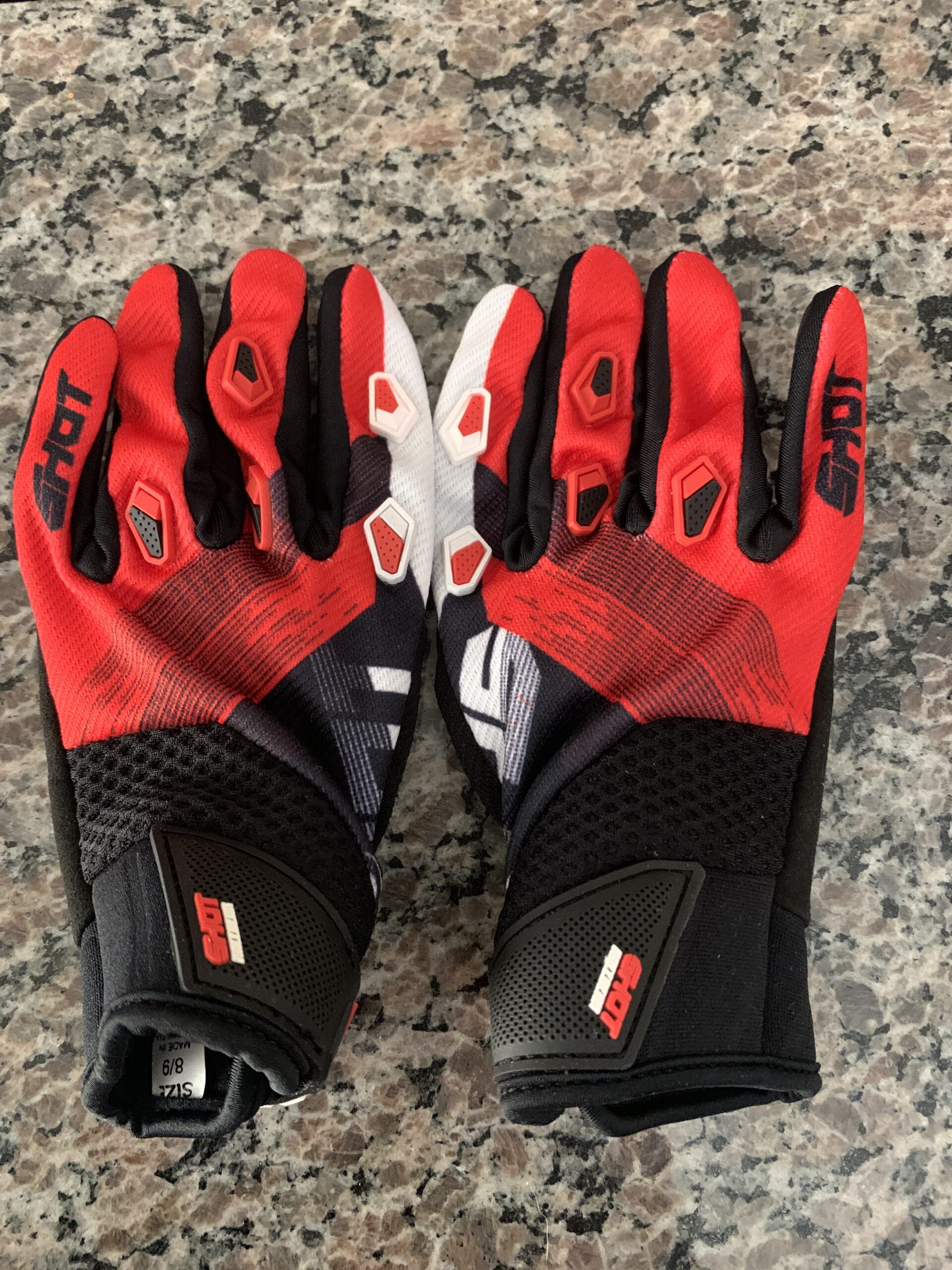 Shot Race Gear Youth Gloves Size 8/9 Red Black