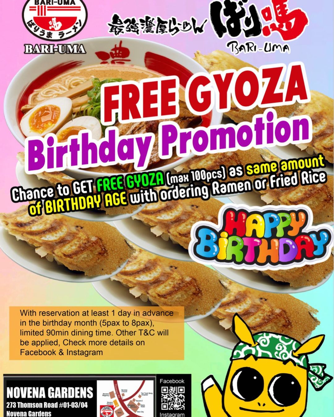 Bari-Uma Ramen,Free Gyoza Birthday Pomotion