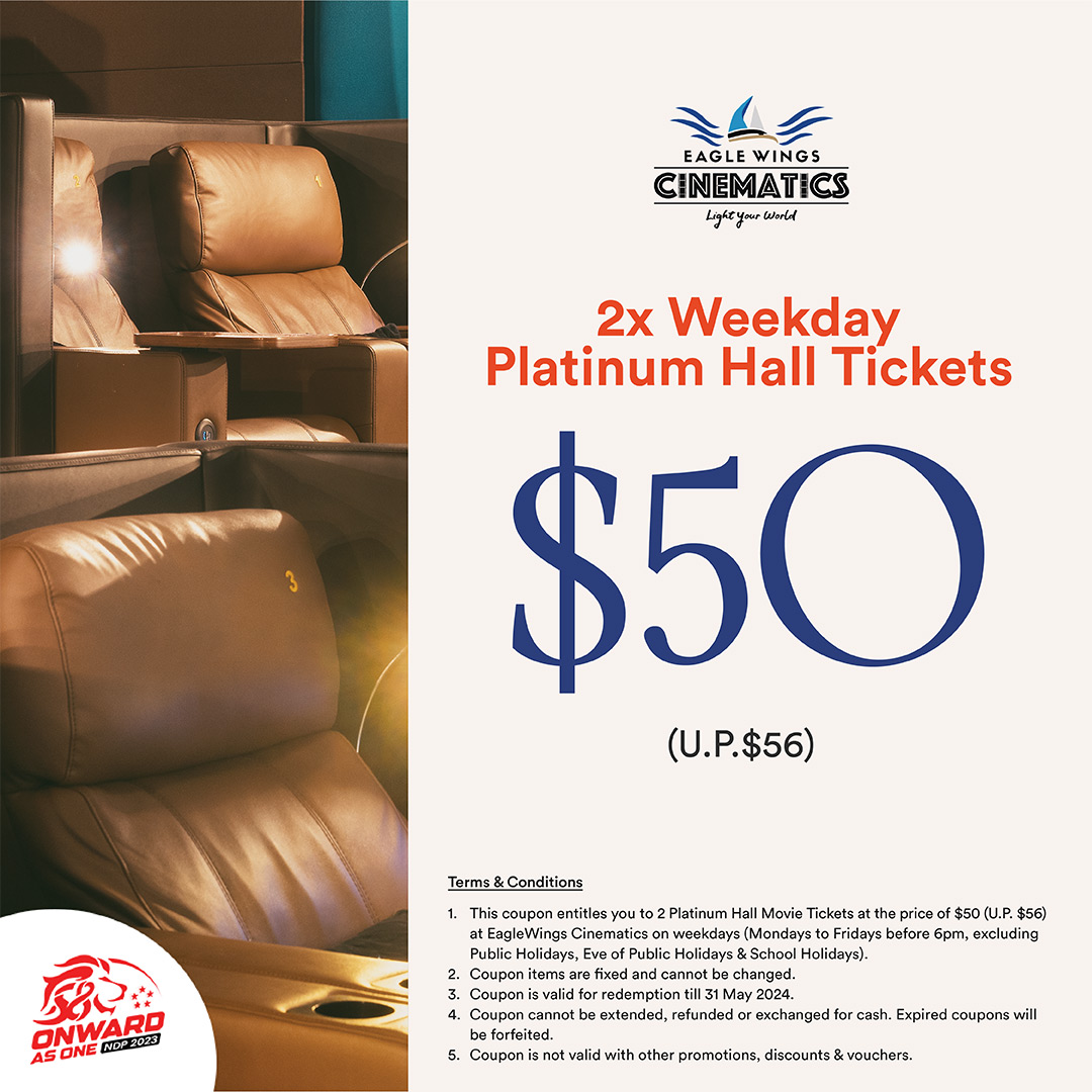EagleWings Cinematics,$50 for two platinum weekday movie tickets
