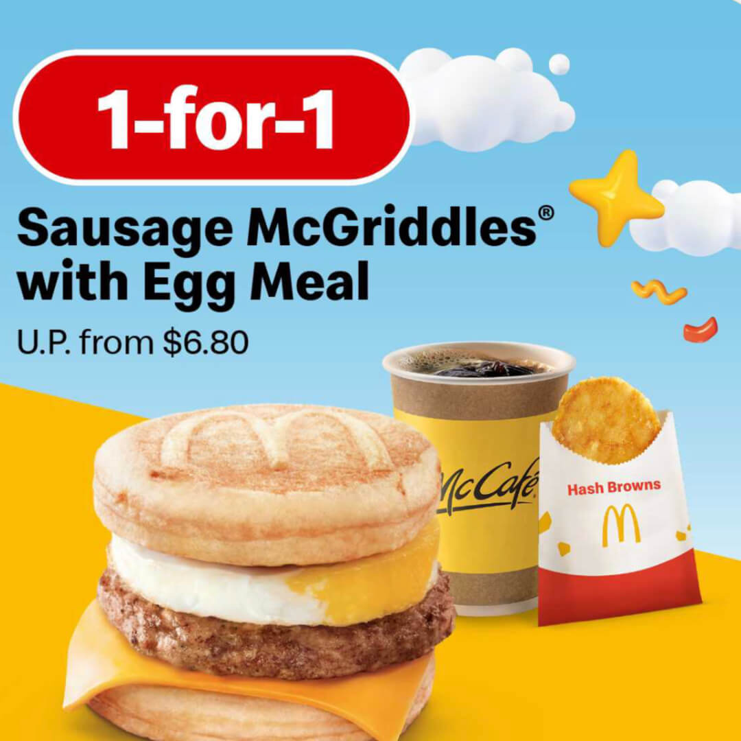 McDonald's,1-for-1 Sausage McGriddles with Egg Meal