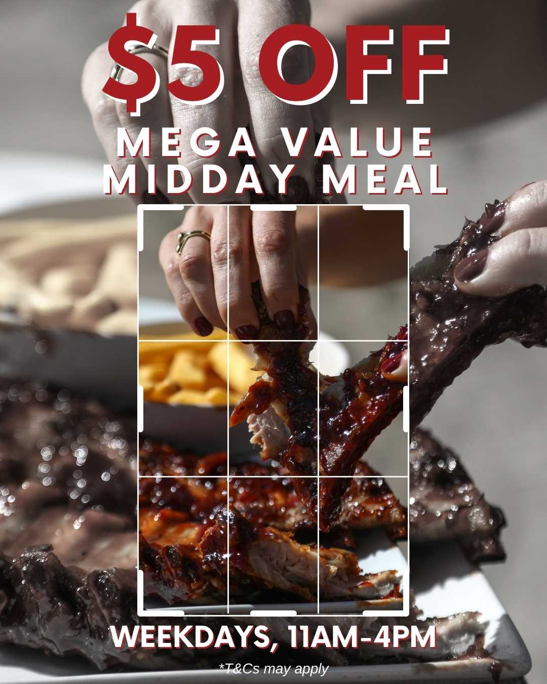 Morganfield's,Enjoy $5 off Mega Value Midday Meal
