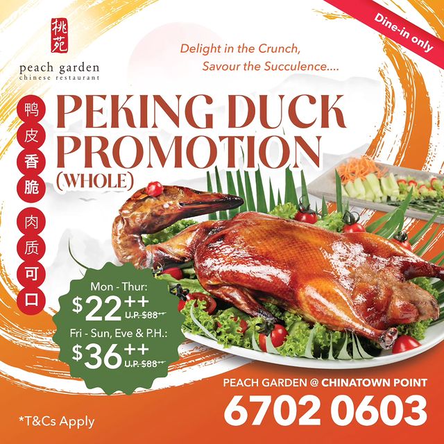 Peach Garden,Signature Peking Duck Promotion starts $22