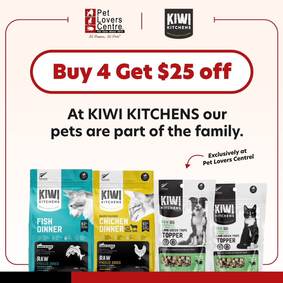 Pet Lovers Centre,Buy 4 and get $25 off KIWI Kitchens