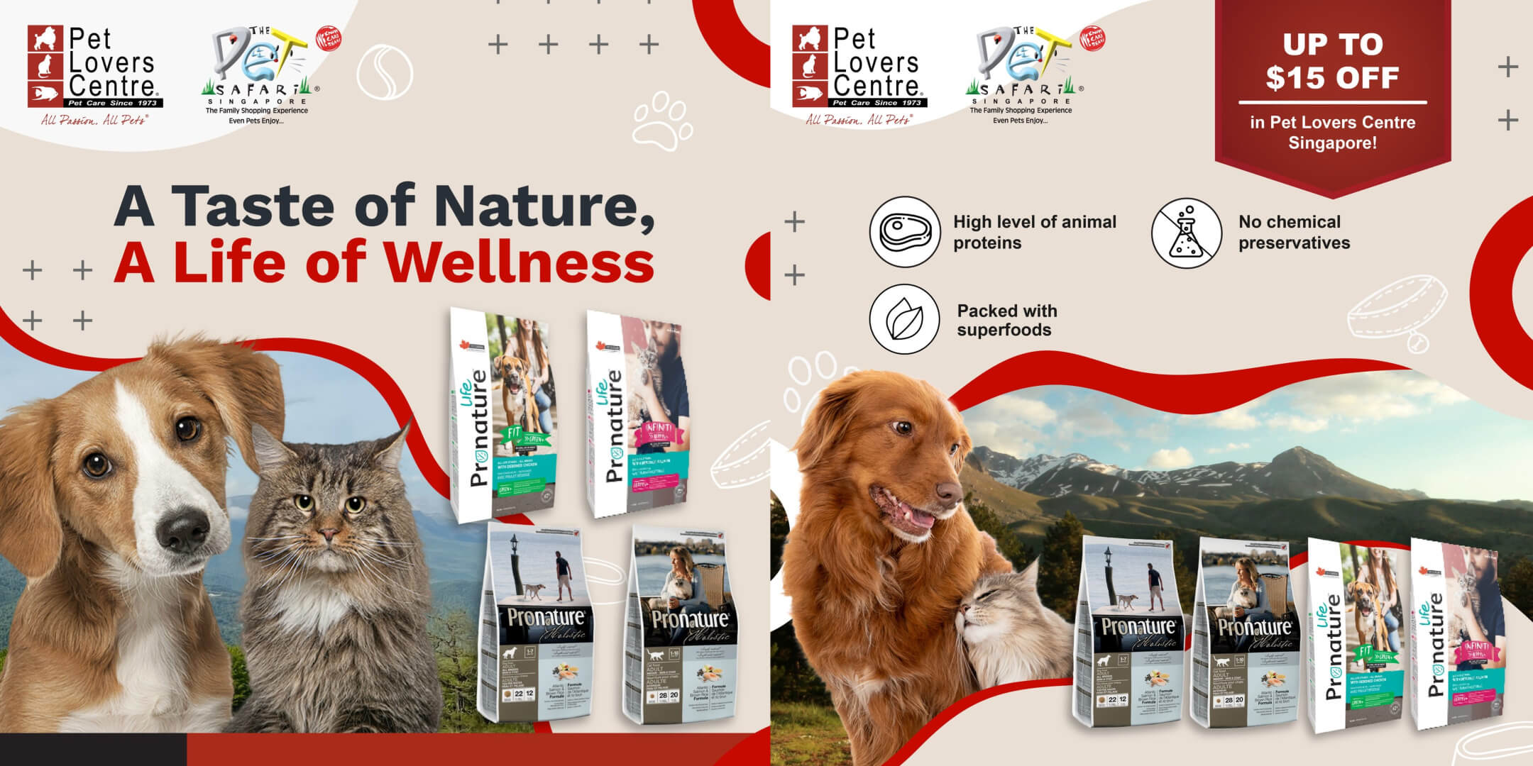 Pet Lovers Centre,Up to $15 off Pronature dog and cat dry food