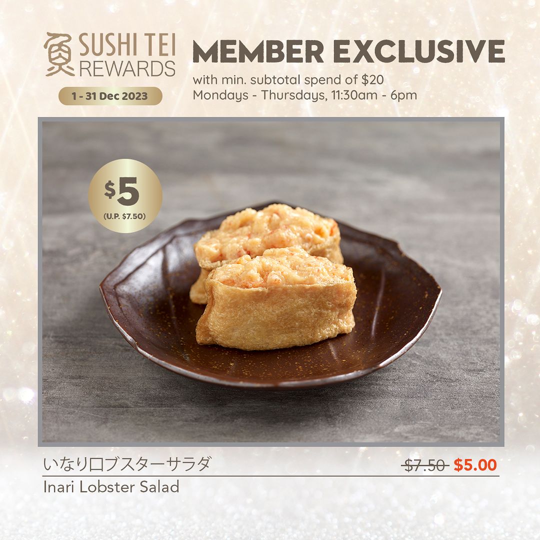 SUSHI TEI,Member Deals Get Inari Lobster Salad at $5