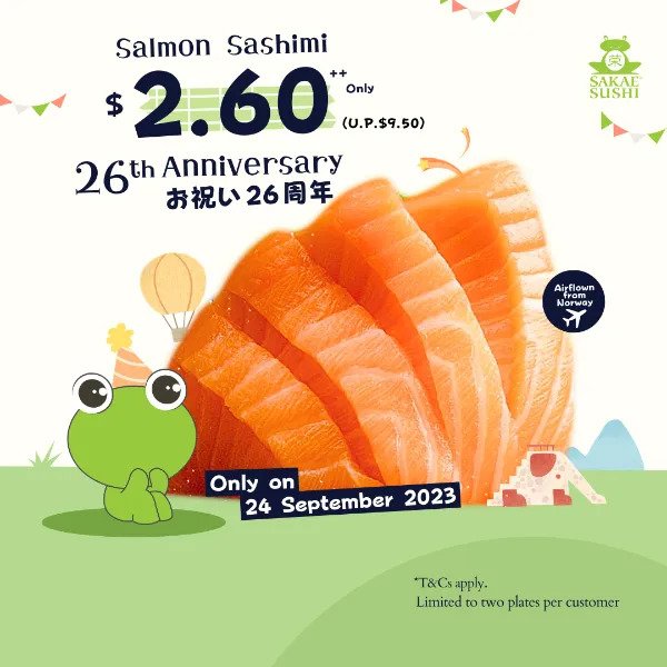 Sakae Sushi,Only $2.60 Salmon Sashimi - 24 Sep 2023