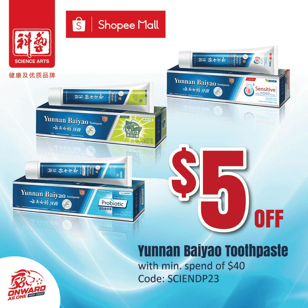 Science Arts,$5 off Yunnan Baiyao Toothpaste