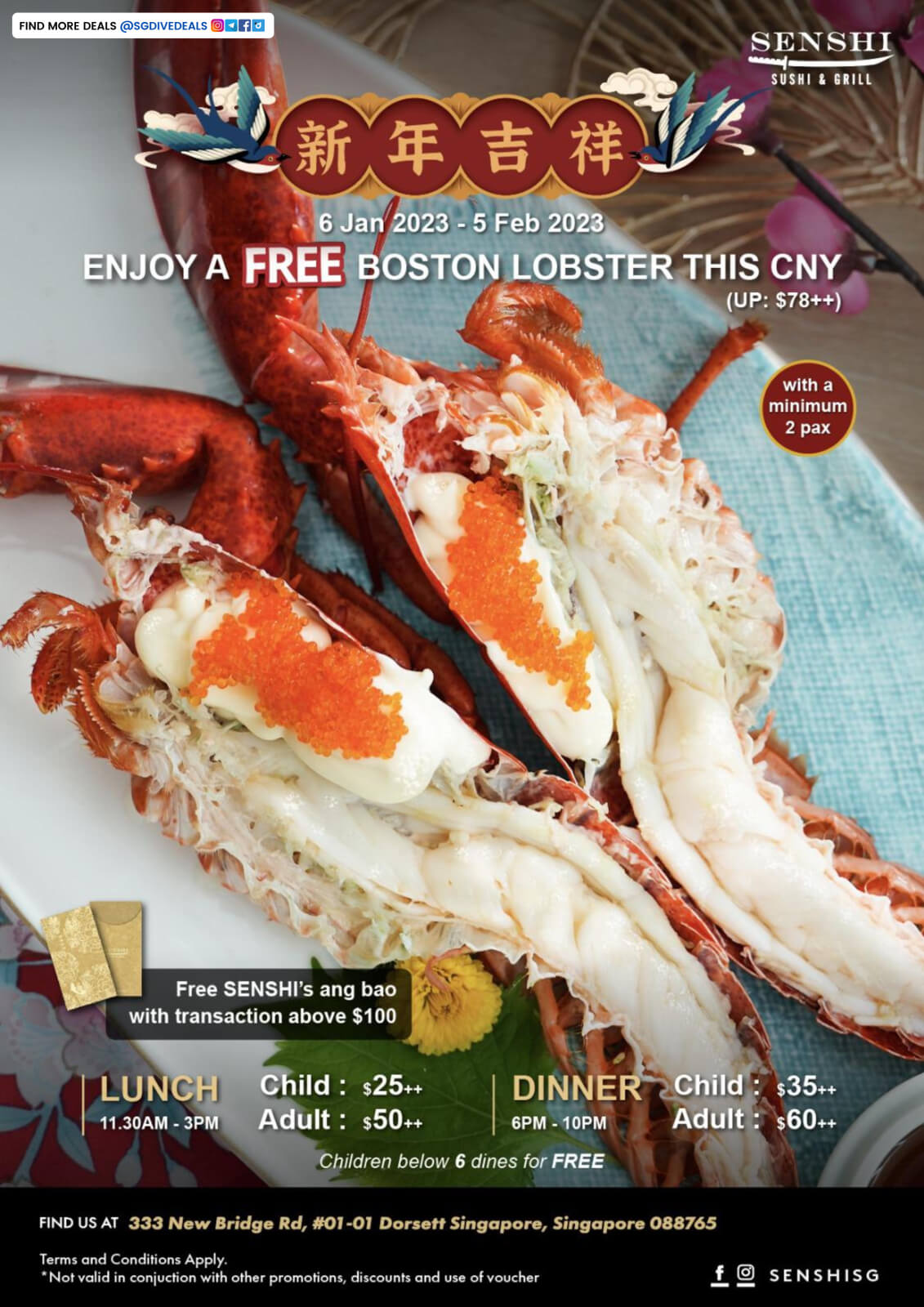 Senshi Sushi & Grill,Free Boston Lobster when you dine in