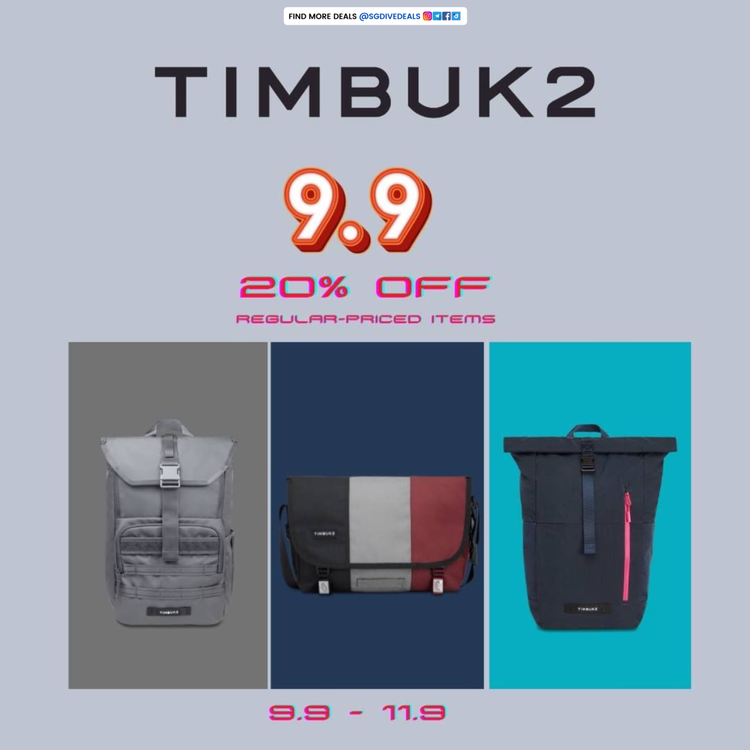 Timbuk2,The GREAT 9.9 Sales is here 20% Off