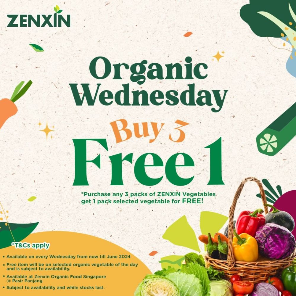 Zenxin Organic Food Singapore Organic Wednesday Buy 3 Free 1 organic veggie