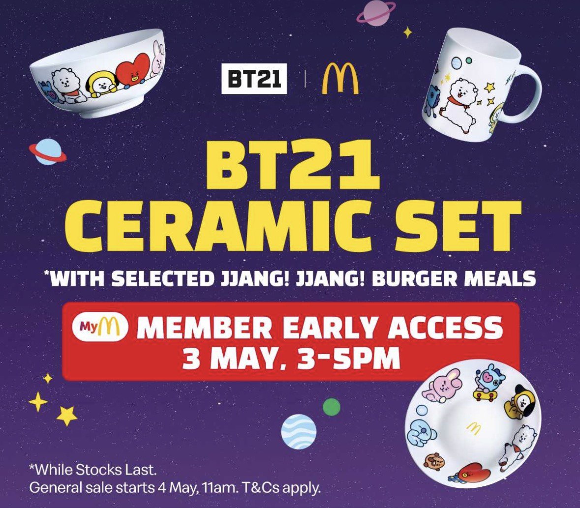 McDonald's Members Early Access: BT21 Ceramic Set | Singapore May