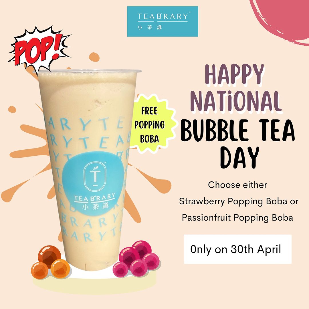 Teabrary National Bubble Tea Day Promo Singapore Apr 2023 divedeals.sg