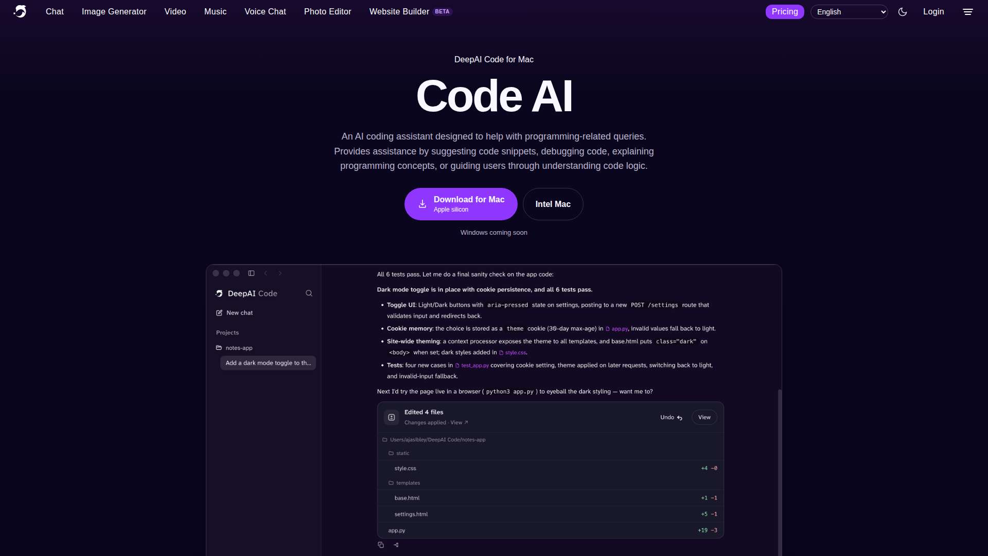 DeepAI Code