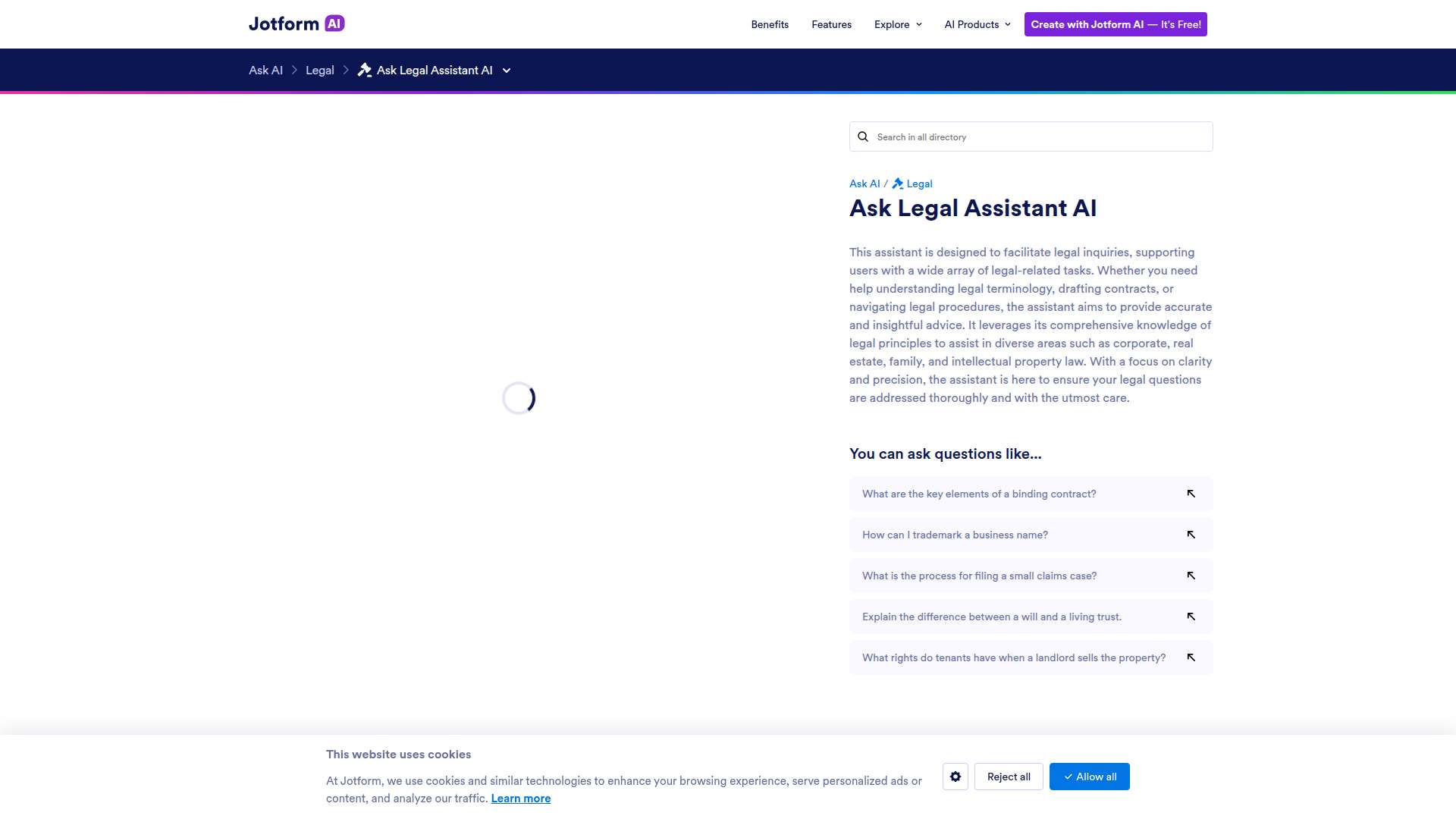 Jotform Legal Assistant AI